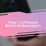 How I Cultivated Brand Ambassadors