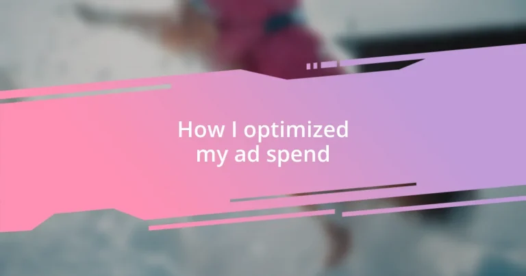 How I optimized my ad spend