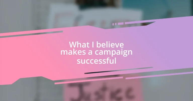 What I believe makes a campaign successful