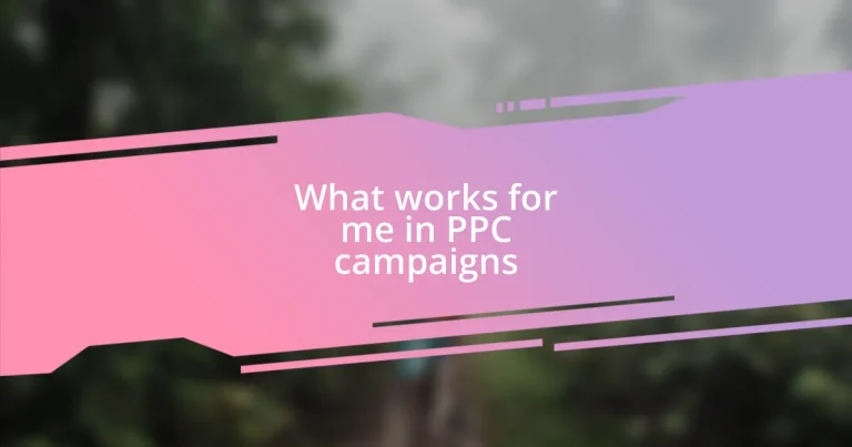 What works for me in PPC campaigns